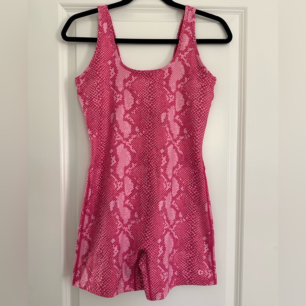 Pink Patterned Activewear Romper